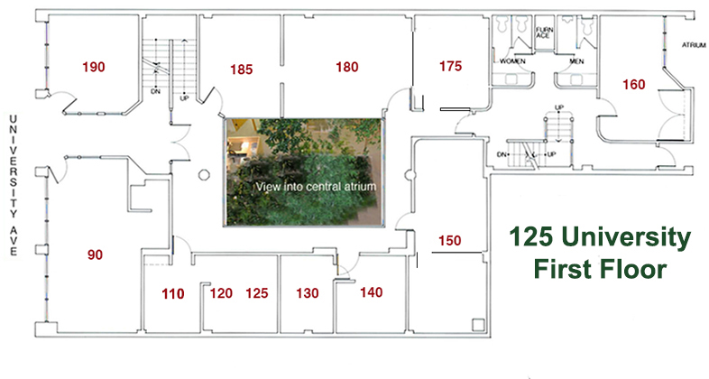 Floor plan for 1st floor of 125 University