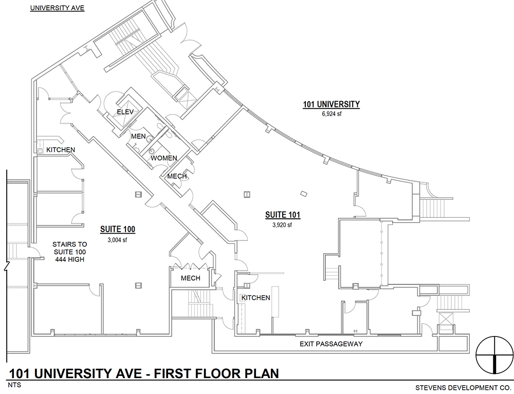 Floor plan of 101 University, First Floor, 2 suites