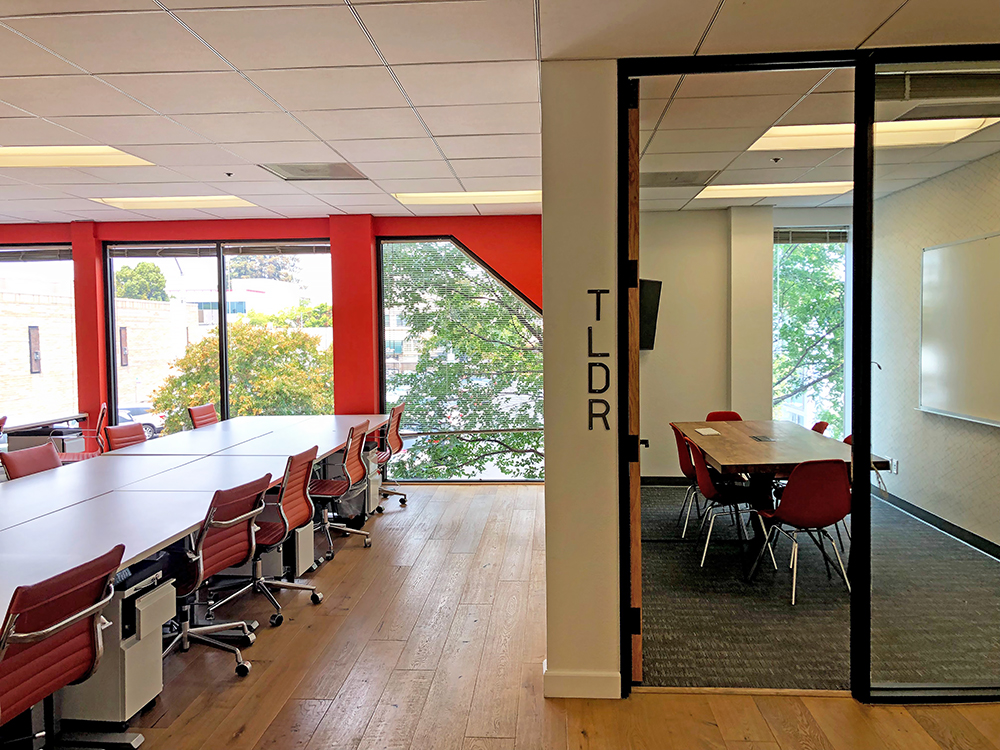 open area on left, meeting room on right